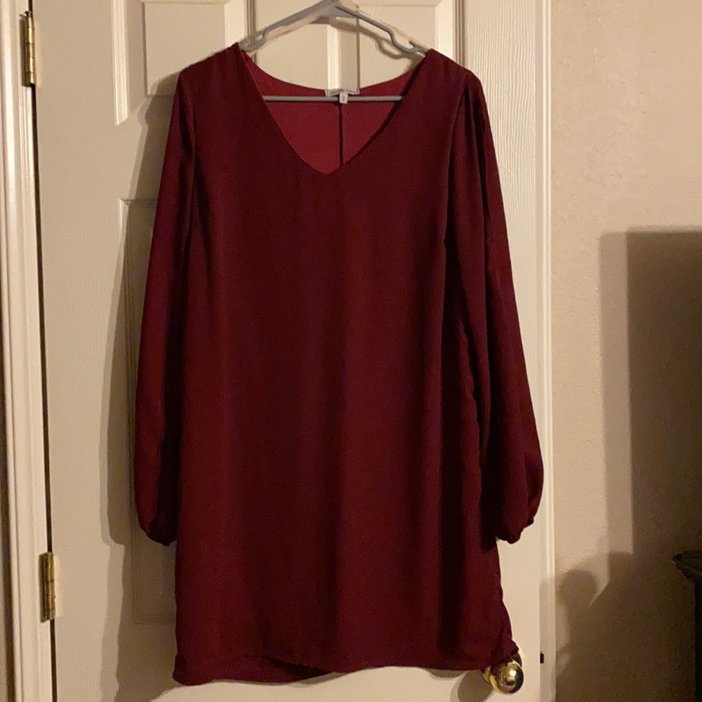 Wine colored long sleeve dress